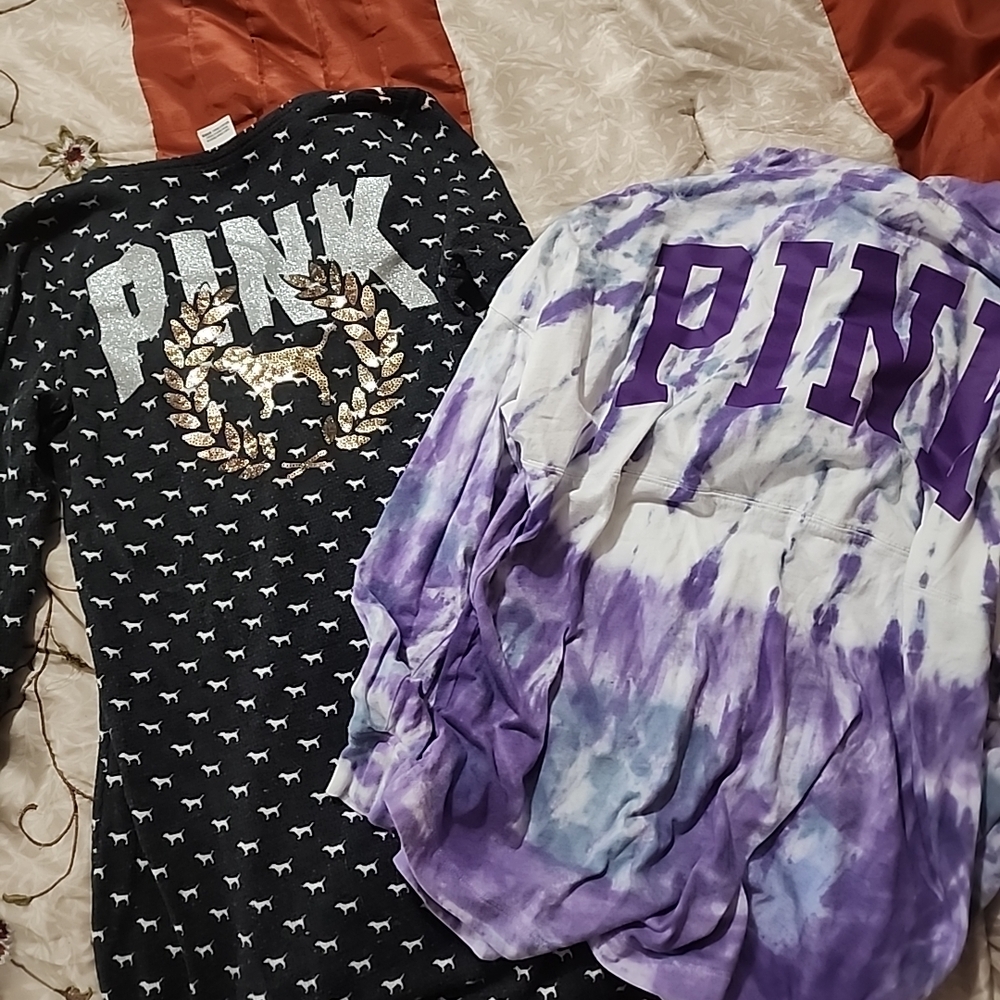 PINK Victoria's Secret Black and Purple Sweatshirts